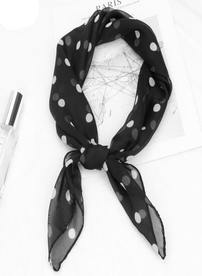 OVOY Polka Dot Chiffon Square Scarf for Women - Lightweight Neck Scarf, Head Wrap, Kerchief & 50s Costume Accessory - Image 3